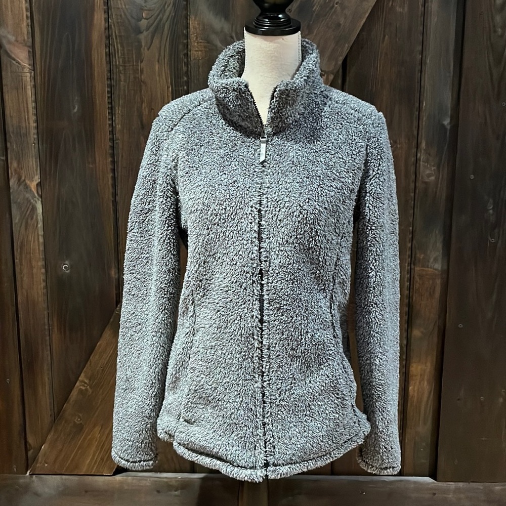 Cloudveil grey Sherpa like full zip cozy sweater